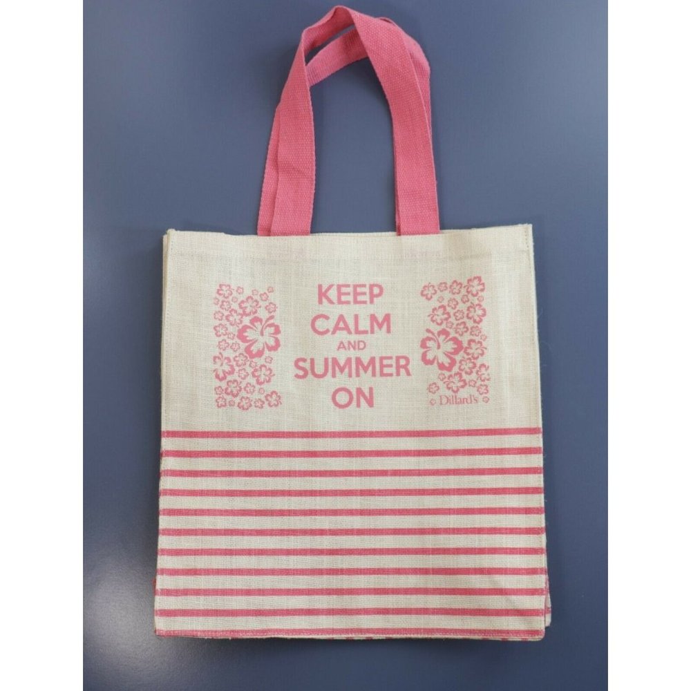 Dillards Summer Tote Bag L Pink Cream Stripe Beach Keep Calm Summer On Market